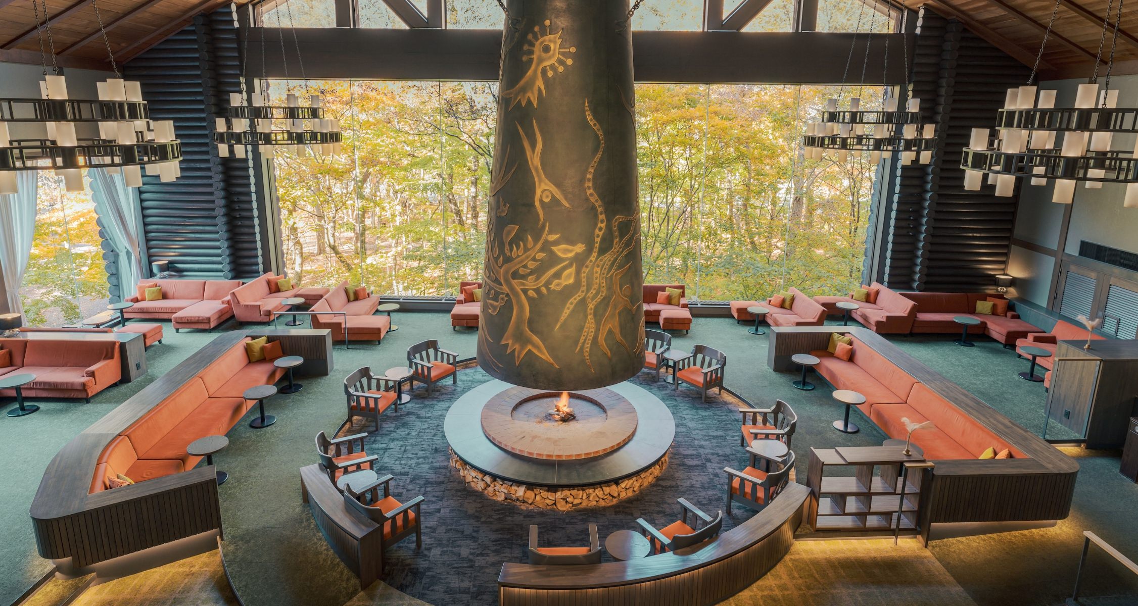 The massive fireplaces in the two lounges