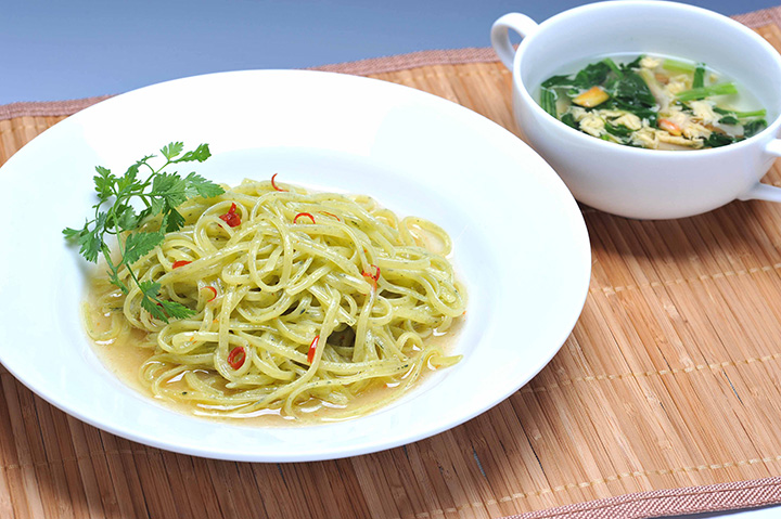 茶葉的清爽香氣令人印象深刻「生茶義大利麵（Peperoncino）」