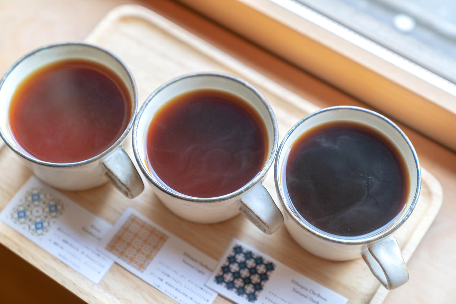 可以品嚐到咖啡豆的個性和烘焙差異的「品嚐套餐（3種）」，800日圓