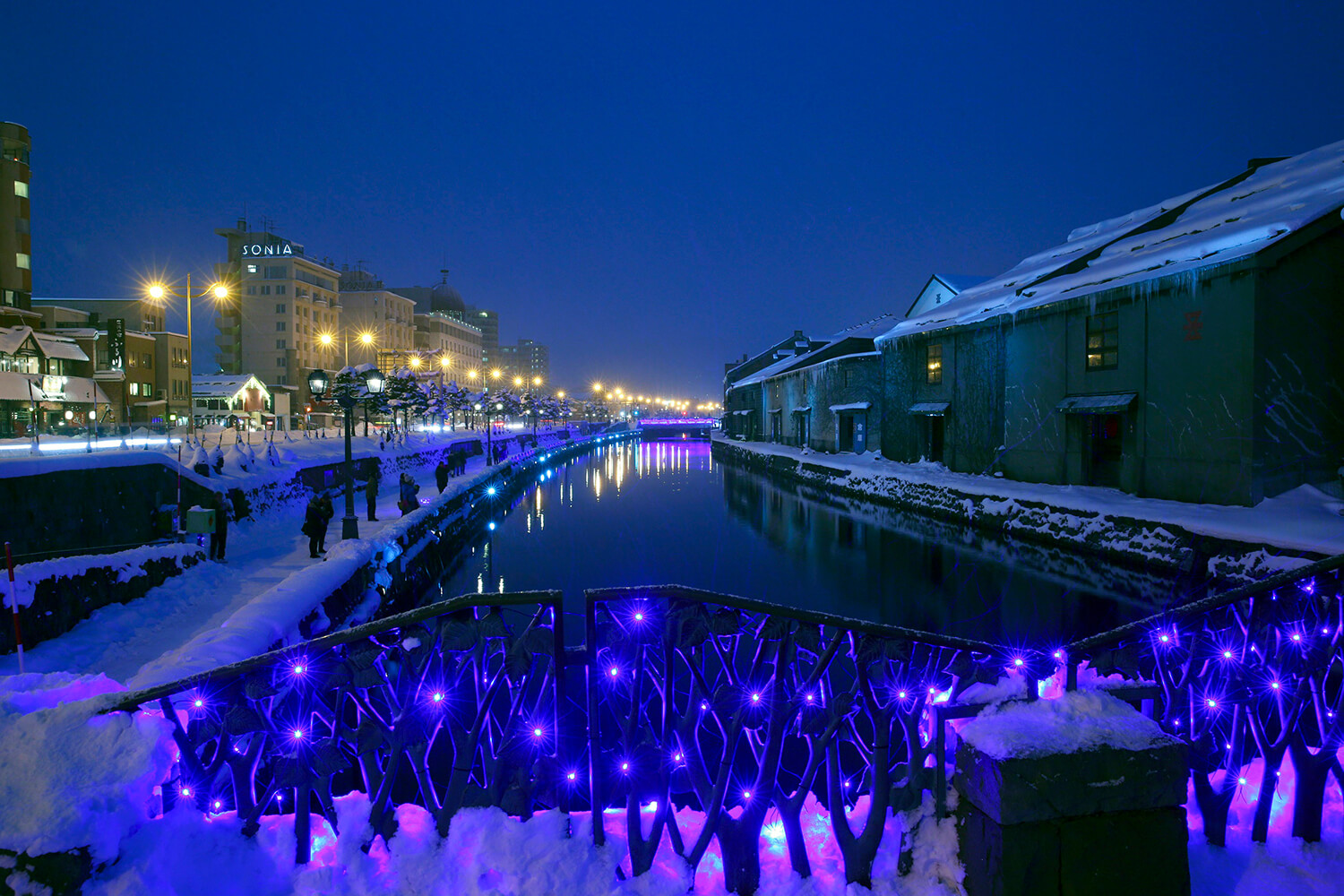 黃昏時分，天空變成黃昏的藍色，藍光看起來更加美麗