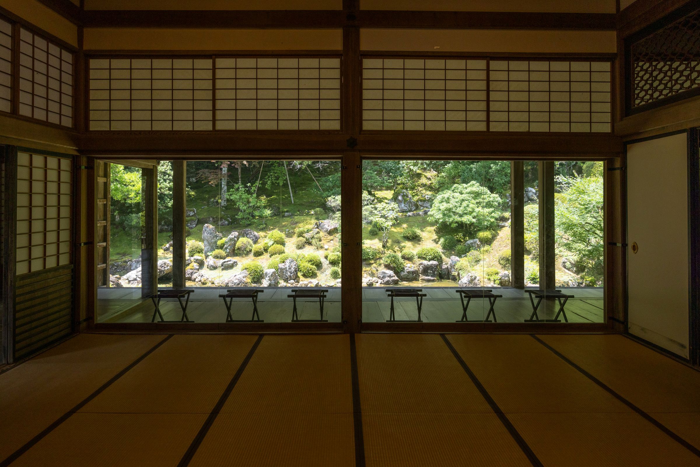 從書院眺望西庭。 仿中國廬山、鄱陽湖，靜謐的氣氛蔓延開來