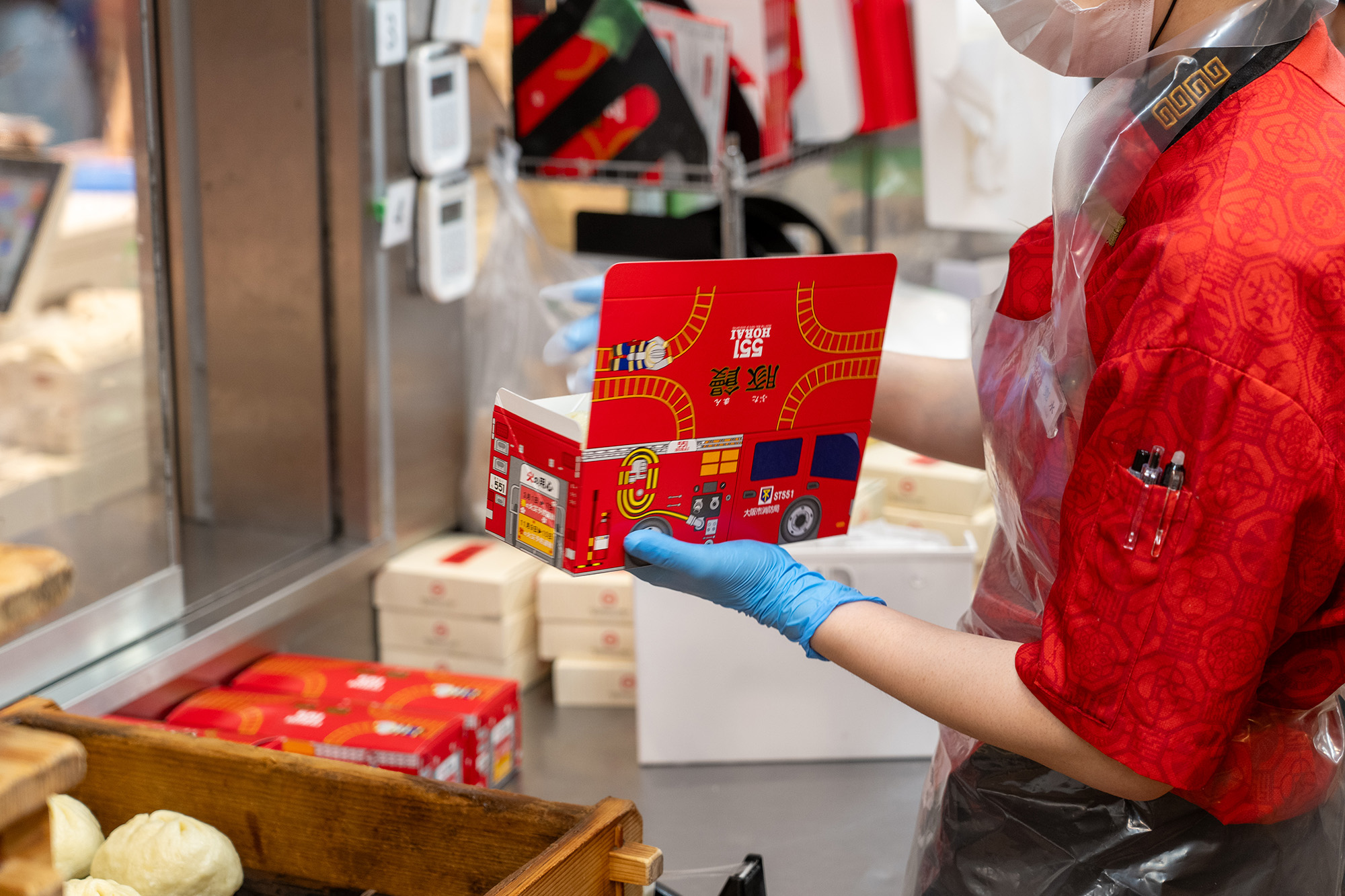 只有在大阪市消防署的宣傳期間，一盒豬包才被用作消防車