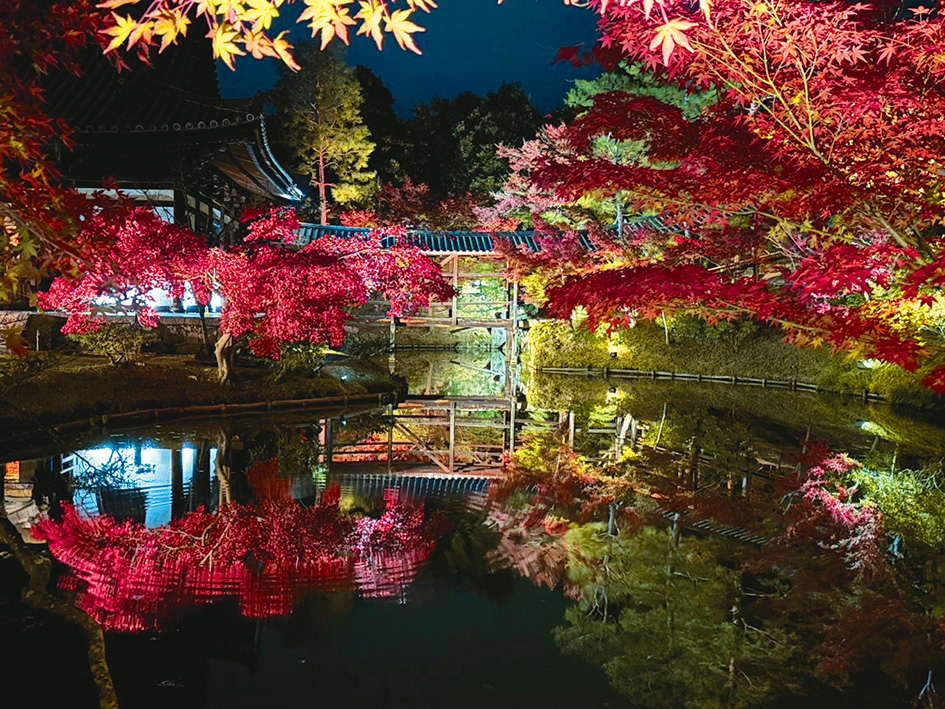 池塘的水面變得像一面鏡子，映照出一幅古樸的景象