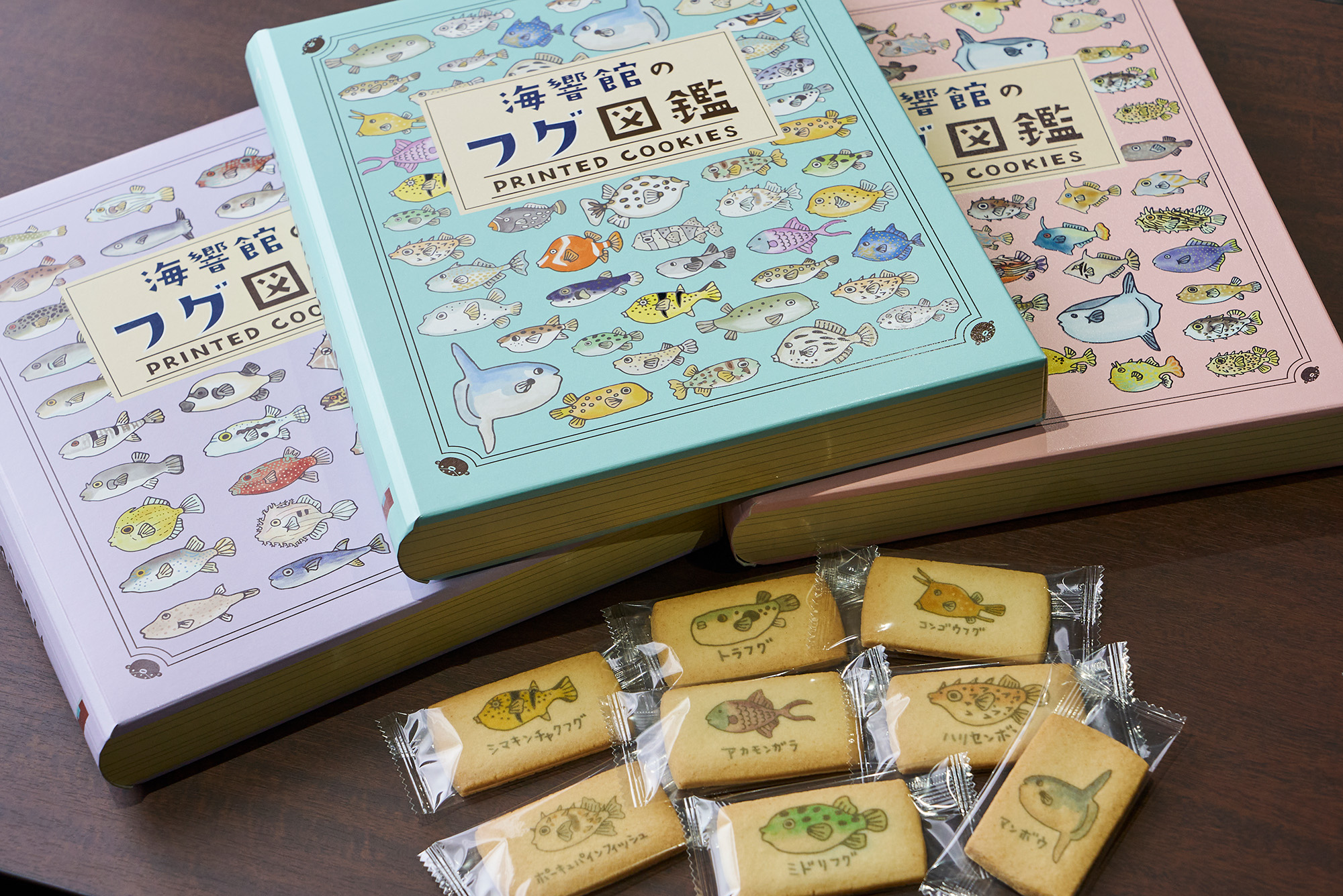  Kaikyokan’s original “Pufferfish Picture Book Cookies” (32-piece pack). Three series have been released so far.