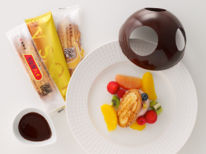 ホットチョコレートをスクープして食べる「4種のうなぎパイ＆メルティングショコラセット」1,834円