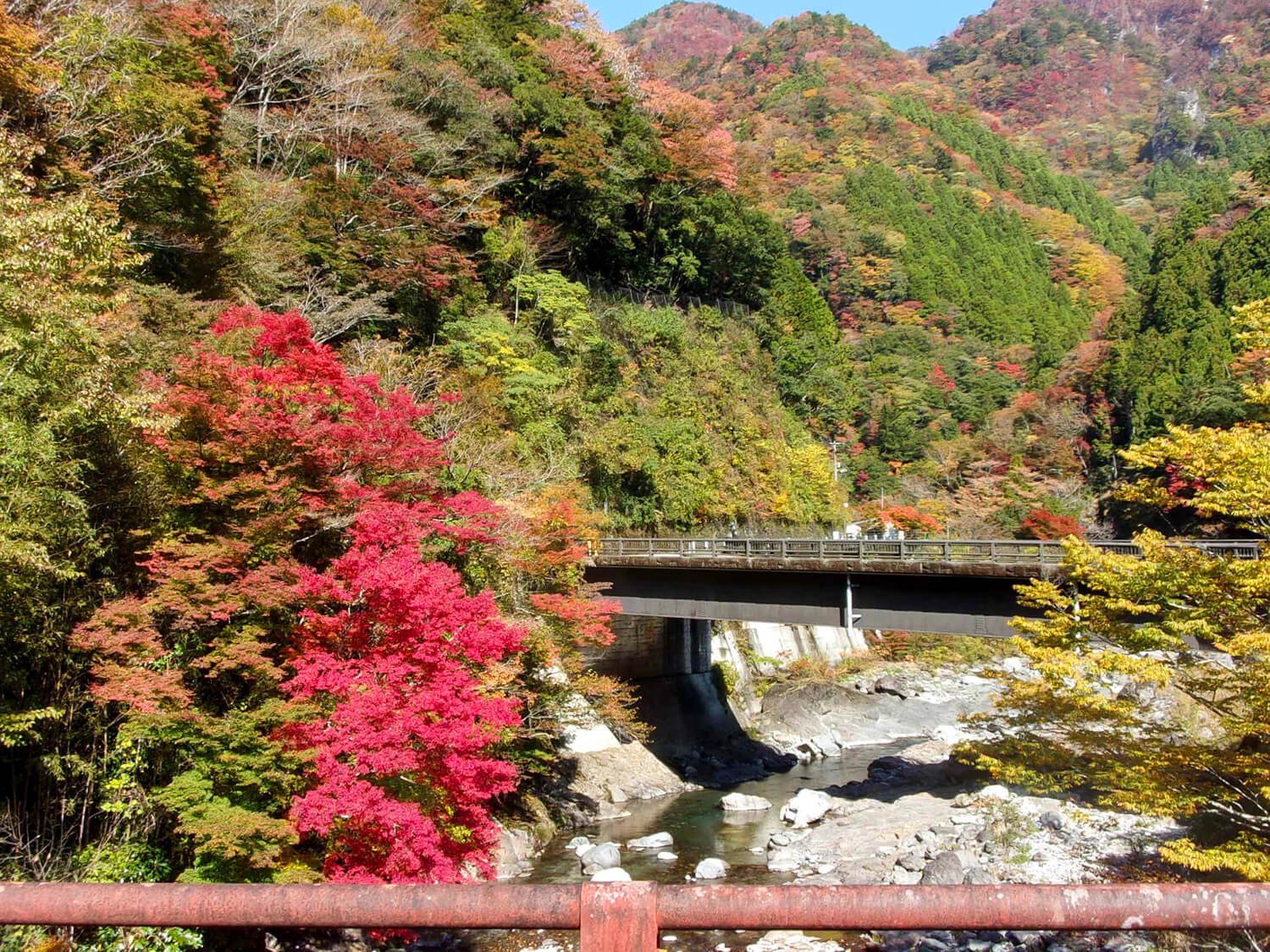 秋のすがすがしい空気と、迫力ある渓谷の景色を満喫