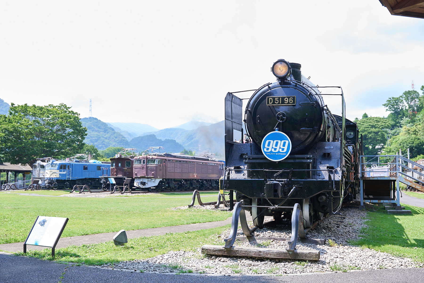 蒸気機関車 D51 96をはじめとするマニア垂涎の名車輌を往時の塗装で展示