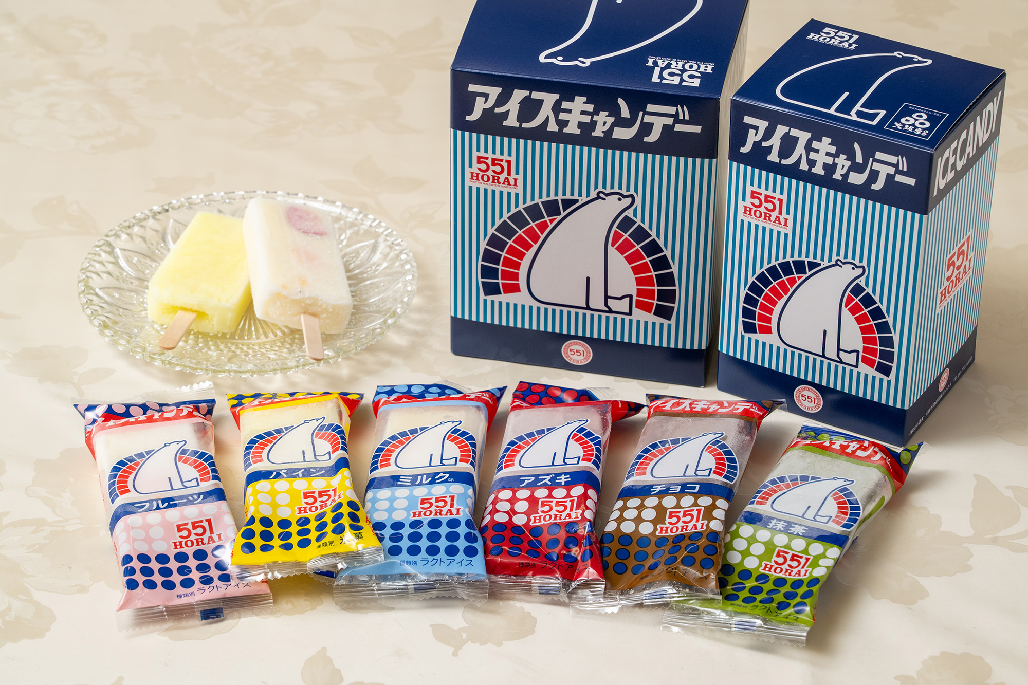 「アイスキャンデー」1本160円。箱入りは6本から（2時間まで持ち歩き可）。5本以下はドライアイス別途100円