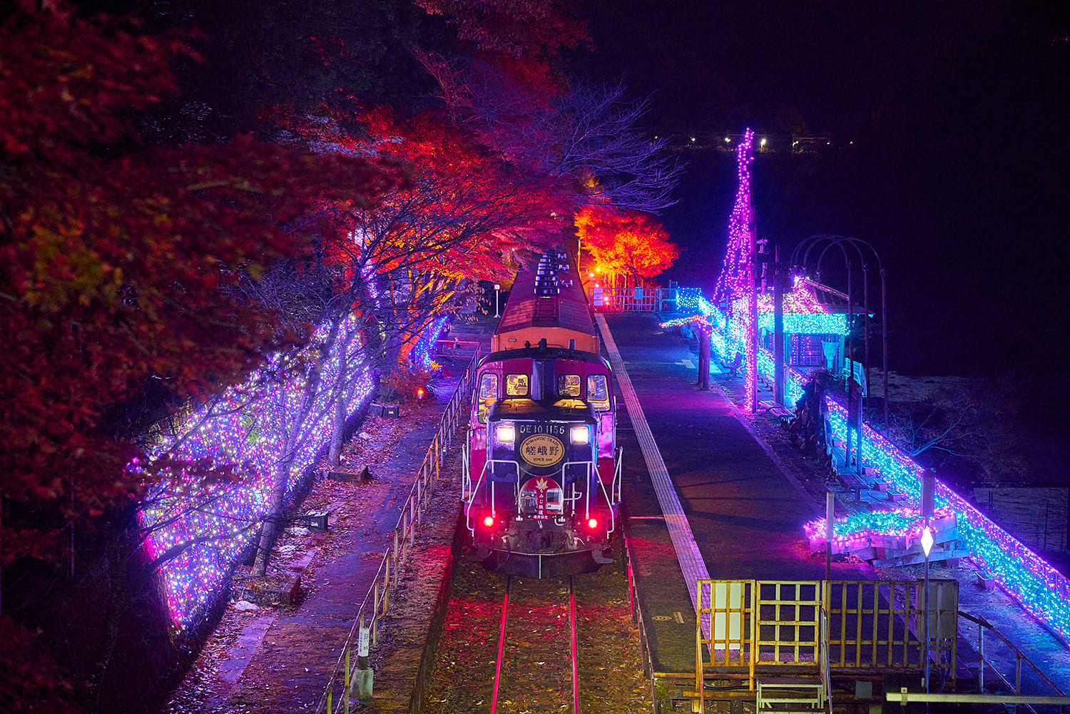 トロッコ保津峡駅のイルミネーション