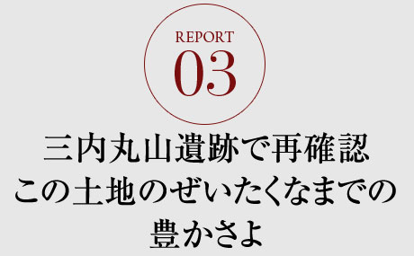 REPORT.03 三内丸山遺跡で再確認
この土地のぜいたくなまでの豊かさよ